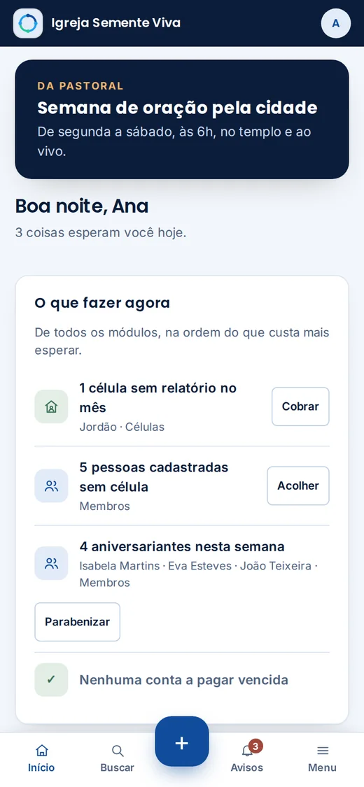 O mesmo Início no celular